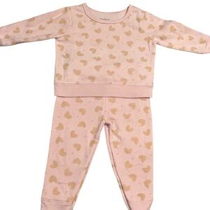 Pink Heart Pajama‎ Set Toddler Two Piece Loungewear Sleepwear Cute Comfy Soft